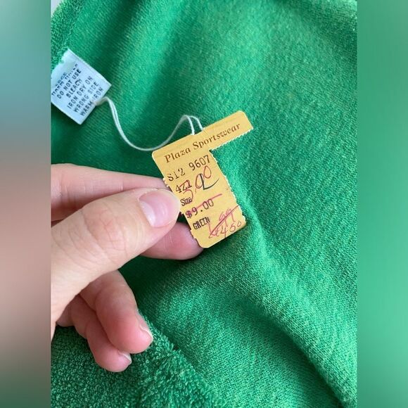 Dead stock 1970s Bright Green Cropped Terry Cloth Top - Picture 6 of 7